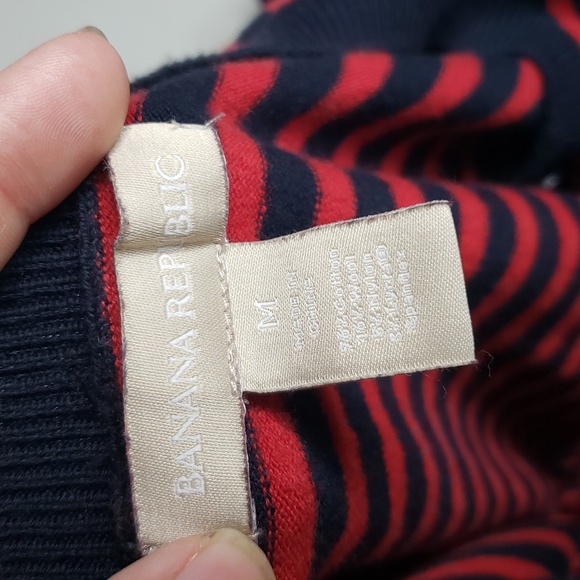 Banana Republic Womens Wool Blend Stripe Cardigan Size M Preppy Stretch Layer - Picture 9 of 16